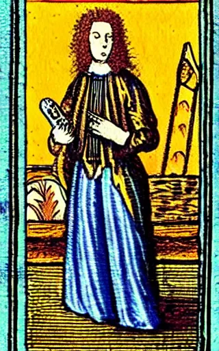 Image similar to The shoegaze guitarist, 1600s tarot card