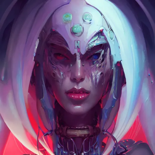 Image similar to a portrait of a beautiful demonic cybernetic grand duchess of hell, cyberpunk concept art by pete mohrbacher and wlop and artgerm and josan gonzales, digital art, highly detailed, intricate, sci-fi, sharp focus, Trending on Artstation HQ, deviantart, unreal engine 5, 4K UHD image