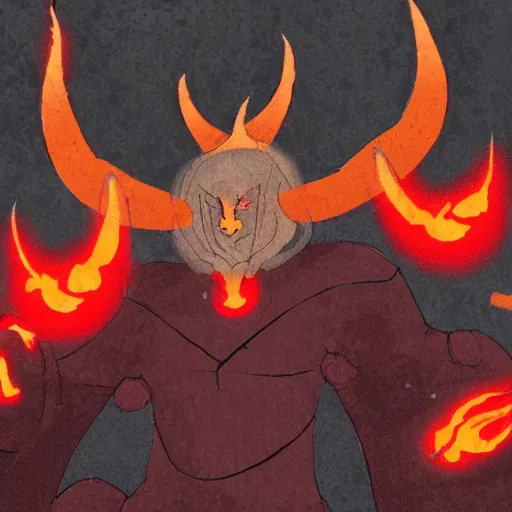 Prompt: a magma laden demon with horns