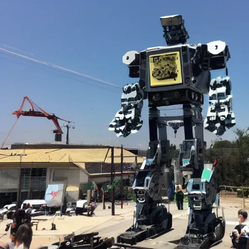 a giant robot being built, Stable Diffusion