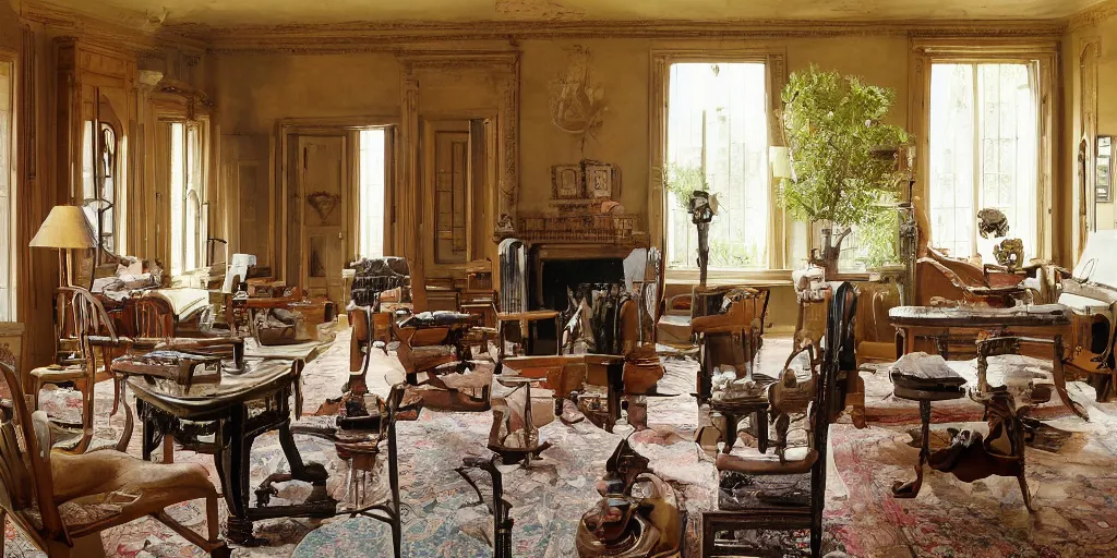 Image similar to historical livingroom without any chairs