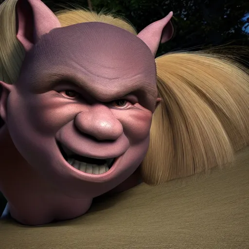 Image similar to an adult troll is shown in the photo. a lot of smiling faces, 8 k, high octane render