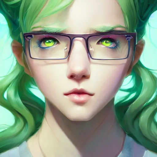 Image similar to a portrait of wlop, pastel green, art by lois van baarle and loish and ross tran and rossdraws and sam yang and samdoesarts and artgerm and saruei and disney and wlop, digital art, highly detailed, intricate, sharp focus, trending on artstation hq, deviantart, unreal engine 5, 4 k uhd image