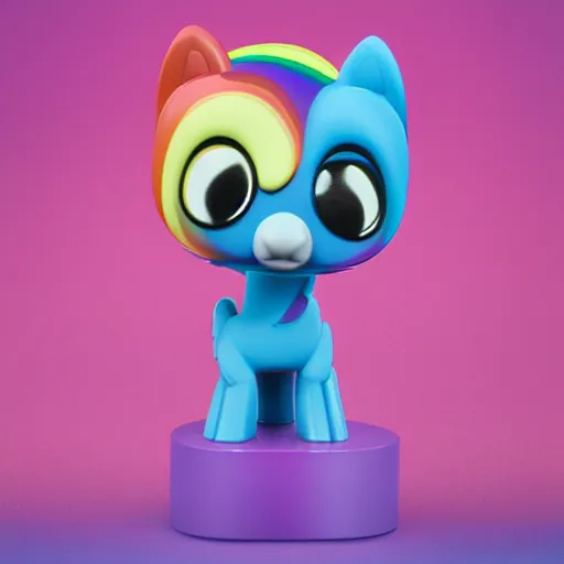 Prompt: Rainbow cute Funko Pop My Littlest Pet Shop by Beeple
