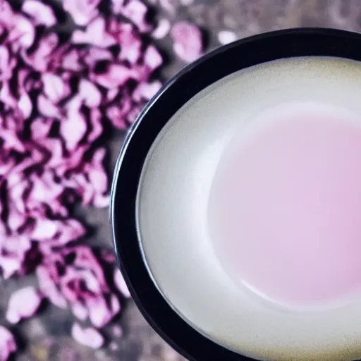 Image similar to waterpaint top view of a cup of sakura petals tea