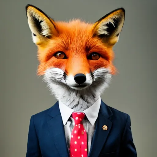 Prompt: a fox animal dressed in a suit in the style of a presidential campaign poster 8 5 mm f / 1. 4