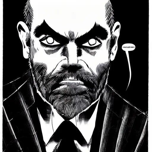 Image similar to Ben Bernanke looking sinister, by Tsutomu Nihei, highly detailed