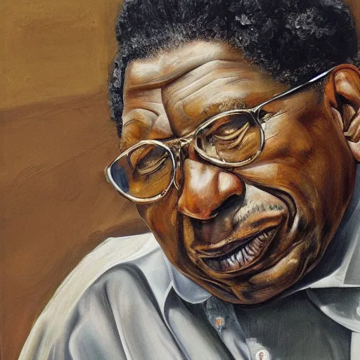 Image similar to high quality high detail painting by lucian freud, hd, portrait of bb king