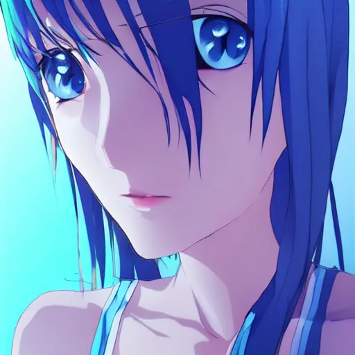Prompt: ((anime girl)), blue symmetric eyes 24yo, studio, (35mm), soft artistic filter, annie leibowit