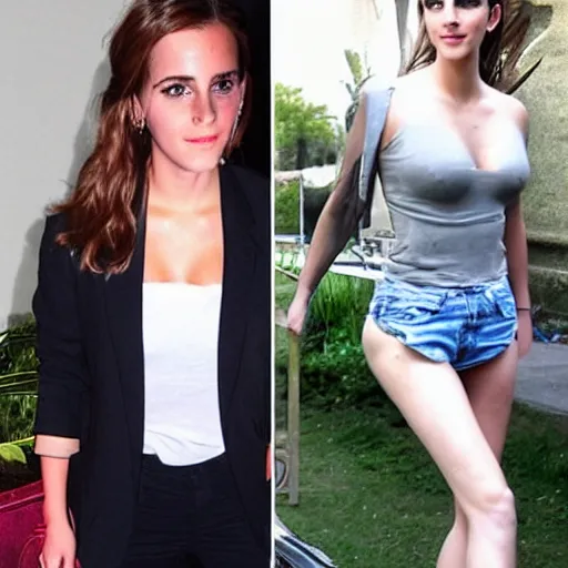 Image similar to a woman who is half emma watson half kim kardashian