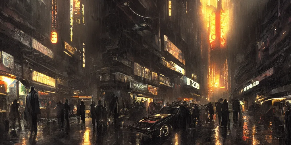 Image similar to underground flea market, artstation contest winner. blade runner, dark and moody. detailed paint, photorealistic