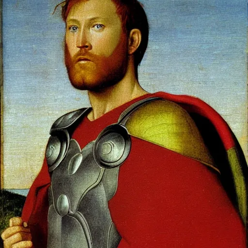 Prompt: painting of Thor By Giovanni Bellini