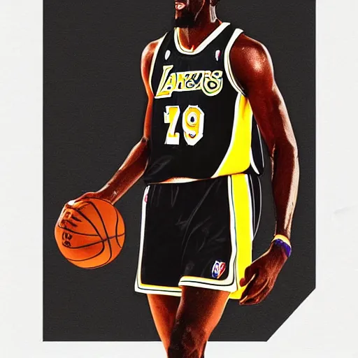 Image similar to Kevin Garnett wearing a Los Angeles Lakers uniform digital art