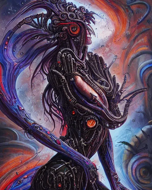 Prompt: mechanical charred bloody fleshmetal cyborg daemonhost woman psychedelic flamer of tzeentch, by antonio j. manzanedo, alex grey, android jones, wayne barlowe, philippe druillet, raymond swanland, cyril rolando, josephine wall, harumi hironaka, cronenburg, trending on artstation