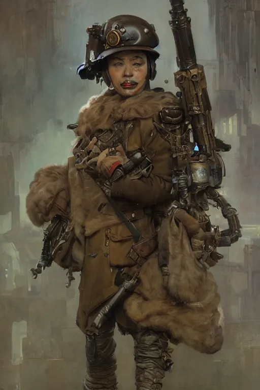 Image similar to dieselpunk military character concept art, painted by ruan jia, raymond swanland, lawrence alma tadema, zdzislaw beksinski, norman rockwell, jack kirby, tom lovell, alex malveda, greg staples