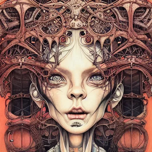 Image similar to portrait painted in jacek yerka style drawn by vania zouravliov and takato yamamoto, inspired by cyberpunk, intricate acrylic gouache painting, high detail, sharp high detail, artstation