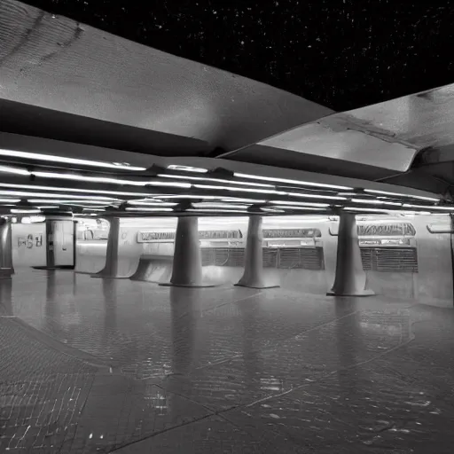 Image similar to martian subway station,