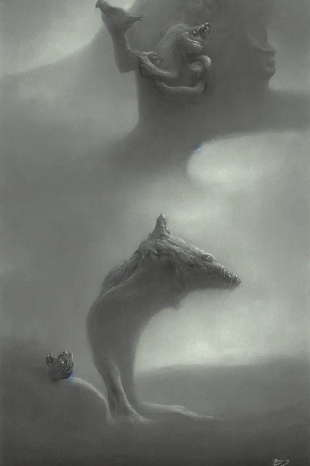 Image similar to a giant cute monster 4k by zdzisław beksiński