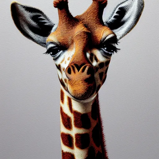 Image similar to Geoffrey the giraffe plush face, dynamic lighting, cinematic, establishing shot, extremely high detail, shining, photo realistic, cinematic lighting, intricate line drawings, 8k resolution, oil painting on canvas