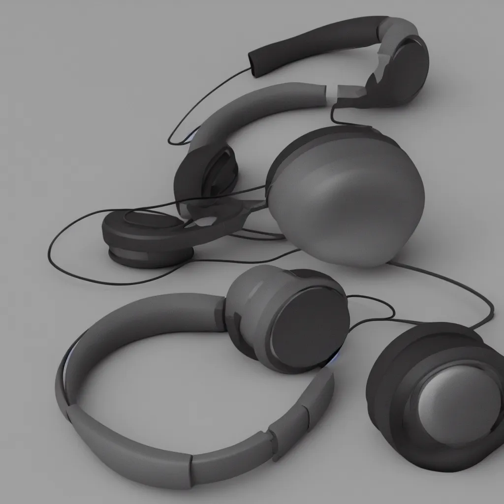 Image similar to 3 d render of headphones, ultrarealistic, conept art, artstation, industrial design