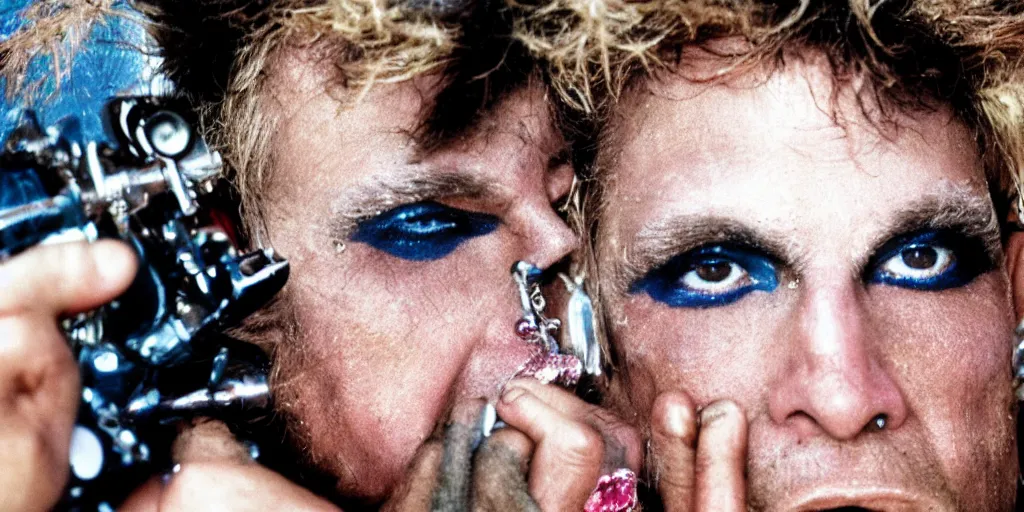 Image similar to a close up of a glam rockstar photo by steve mccurry
