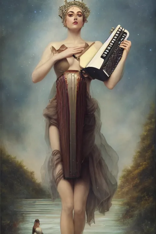 Image similar to the goddess of accordions, by tom bagshaw peter kemp