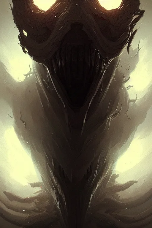 Image similar to professional concept art portrait of a ominous!!! floating terrifying!! species thing in a dark room by artgerm and greg rutkowski. an intricate, elegant, highly detailed digital painting, concept art, smooth, sharp focus, illustration, in the style of cam sykes.