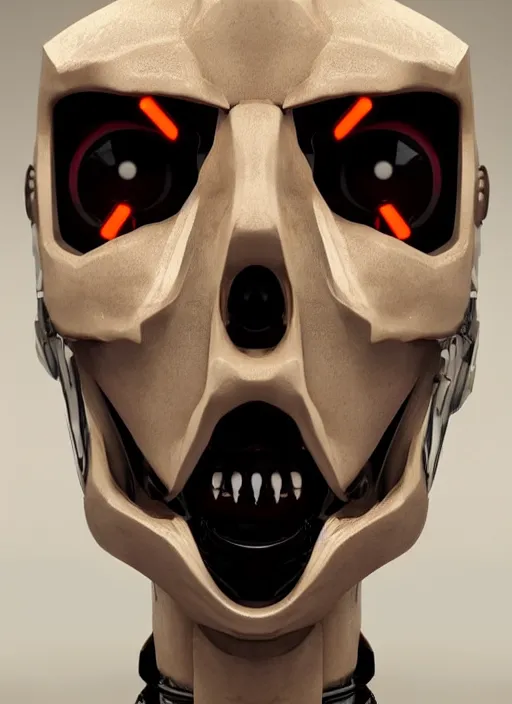 Prompt: angled facial full-head portrait of a cyberpunk bone ceramic caliente humanoid robot Spanish with an attractive face and handsome features, large glowing eyes, macho, piroca, dotado, guapo, reflective surface, trending on cgsociety, trending on artstation