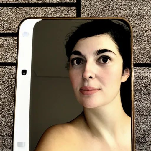 Sappho taking a mirror selfie, iPhone photo Stable Diffusion OpenArt