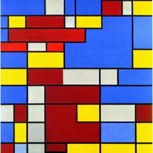 Prompt: composition with red blue and yellow by piet mondrian