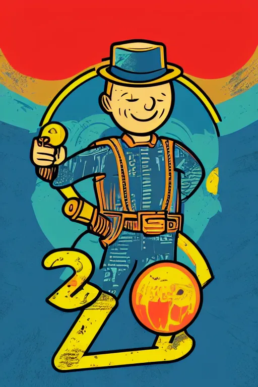 Image similar to fallout 7 6 retro futurist illustration art by butcher billy, sticker, colorful, illustration, highly detailed, simple, smooth and clean vector curves, no jagged lines, vector art, smooth andy warhol style