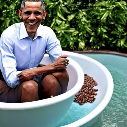 Image similar to Obama in a bath full of beans