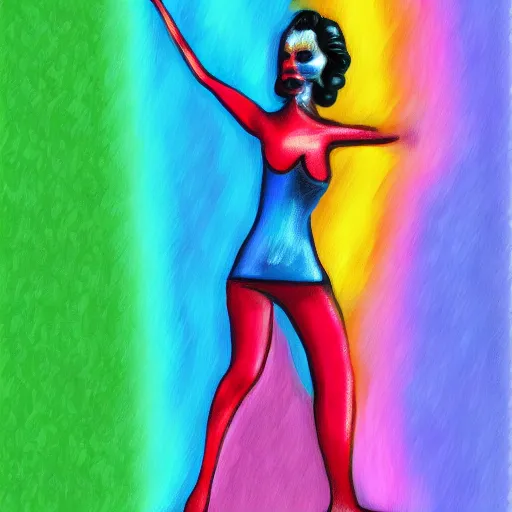 Prompt: Transgender pride flag waved by a woman, digital painting, award winning