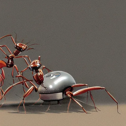 Image similar to prototype robot-terminator ants, designed for pest removal, Nasapunk concept art
