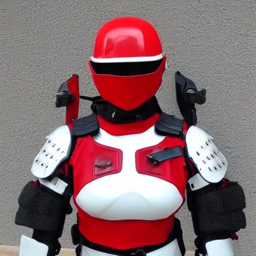 Image similar to futuristic red and white swat armor