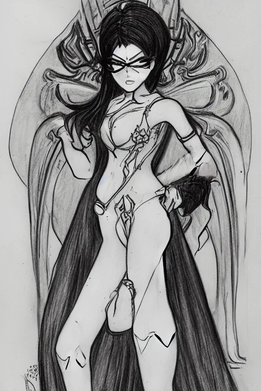 Image similar to Sketch of fully clothed Bayonetta! by Da Vinci