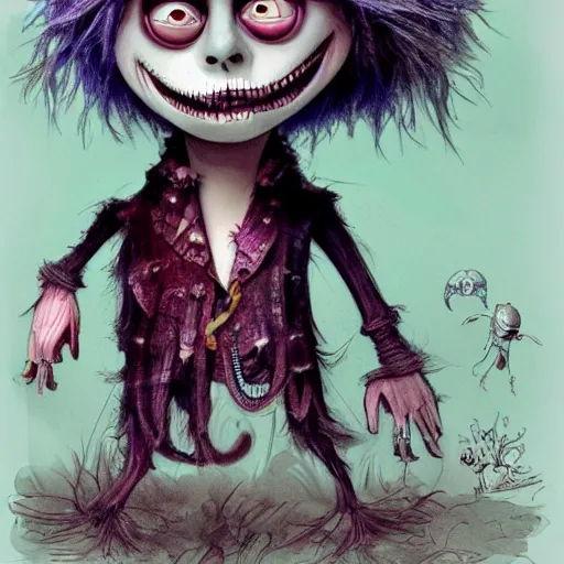 Prompt: Childrens Character design Concept arts created by Tim Burton, art station, highly detailed,