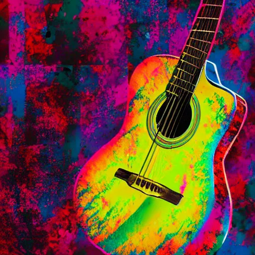 Prompt: guitar, colour splash