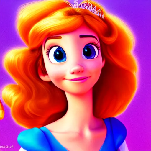 Image similar to portrait of a disney princess, pixar style , beautiful , cute , 4k , HD