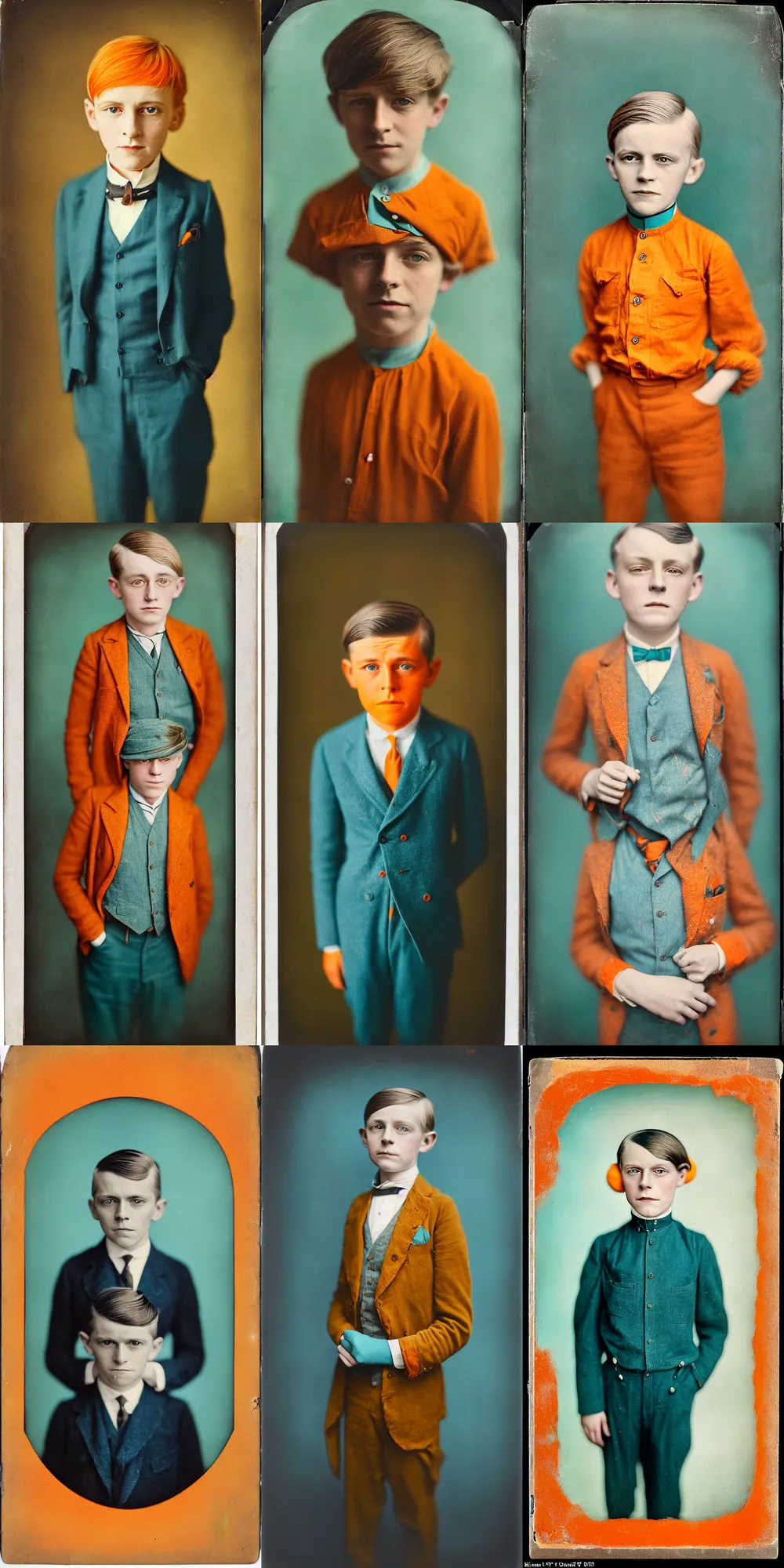 Image similar to kodak portra 4 0 0, wetplate, 8 k, shot of a highly detailed, britt marling style, colour still - life portrait of a lemon looks like a handsome 8 year old boy, 1 9 2 0 s cloth, 1 9 2 0 s hair, teal and orange, muted coloures