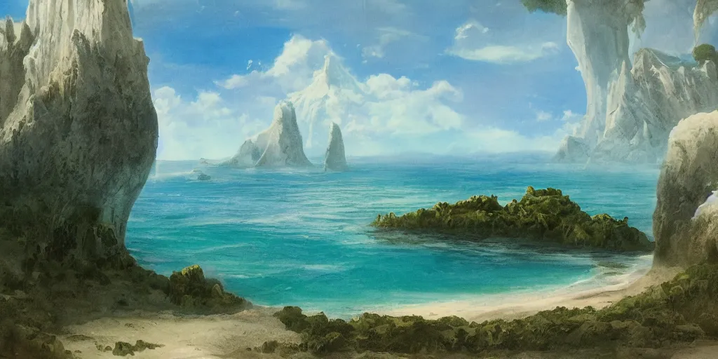 Image similar to The Emerald Coast, matte painting