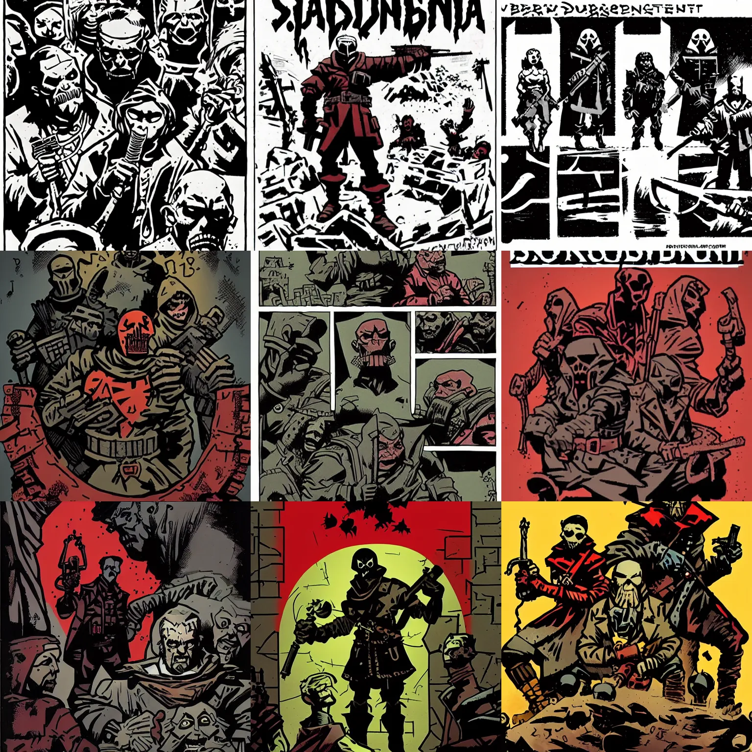 Image similar to soviet darkest dungeon by mike mignola