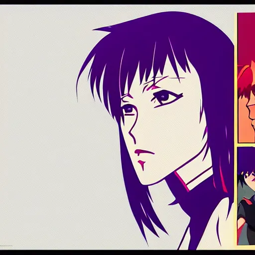 Prompt: anime motoko kusanagi, 4k, cubist style, vector art