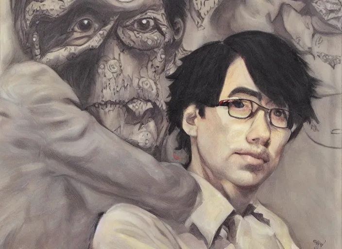 Prompt: a highly detailed beautiful portrait of elmo drawn by junji ito, by gregory manchess, james gurney, james jean