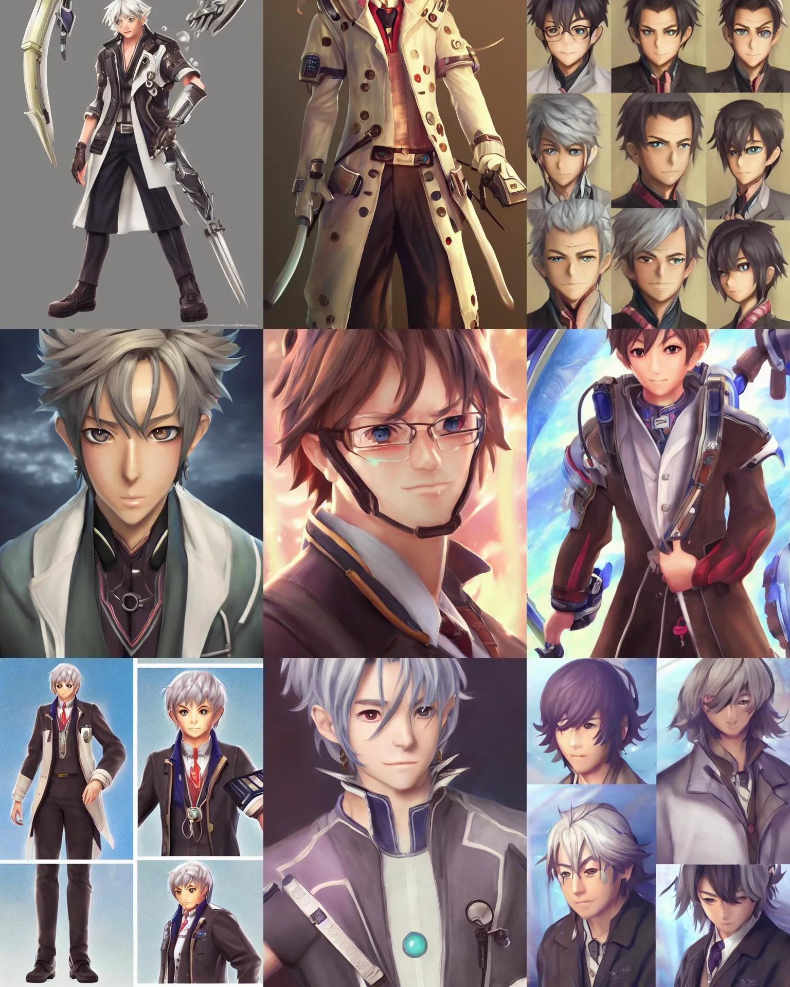 Prompt: A wise middle-aged male doctor, Xenoblade 3 official character concept, anime, kawaii, full-body portrait, by Artgerm and Sakimichan, professional character designer, trending on Artstation, highly detailed, cgsociety