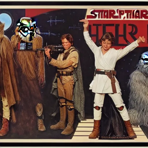 Image similar to star wars movie poster in the style of norman rockwell, detailed painting, 8 k