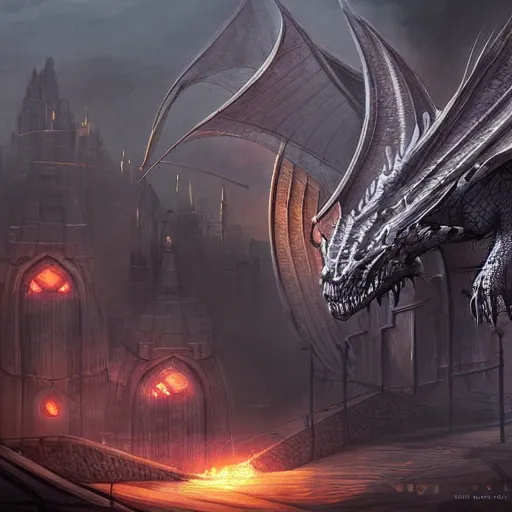 Image similar to medieval futuristic mixed, game concept art, high detail, dragon