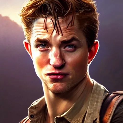 Prompt: A combination ofTom Holland's and Channing Tatum's and Robert Pattinson's faces as Nathan Drake, western, D&D, fantasy, intricate, elegant, highly detailed, digital painting, artstation, concept art, matte, sharp focus, illustration, art by Artgerm and Greg Rutkowski and Alphonse Mucha