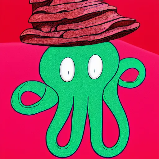 Prompt: sad octopus wearing a pink hat by alex heywood in 4 k ultra high resolution