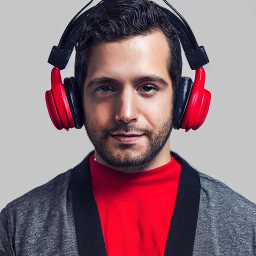 Image similar to crow in red headphones